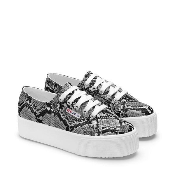 Superga 2790 Black Platform Sneakers - Women's Sneakers USA | US8708346